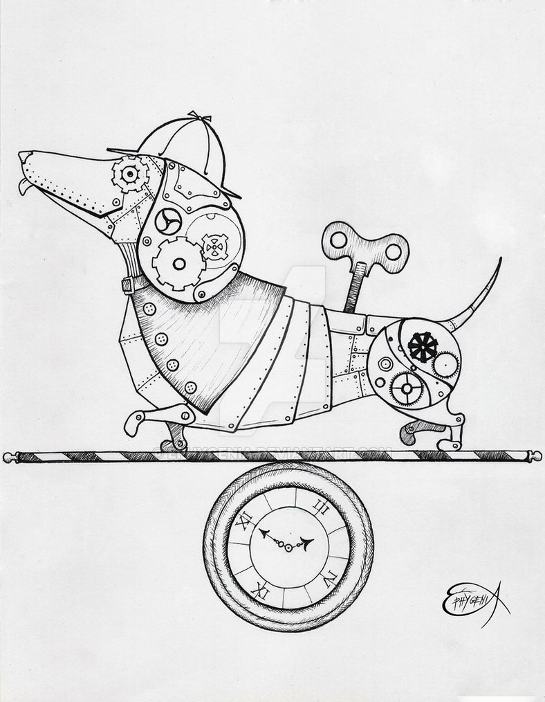 steampunk_clockwork_dachshund_wip_by_ephygenia-d6bn3nl